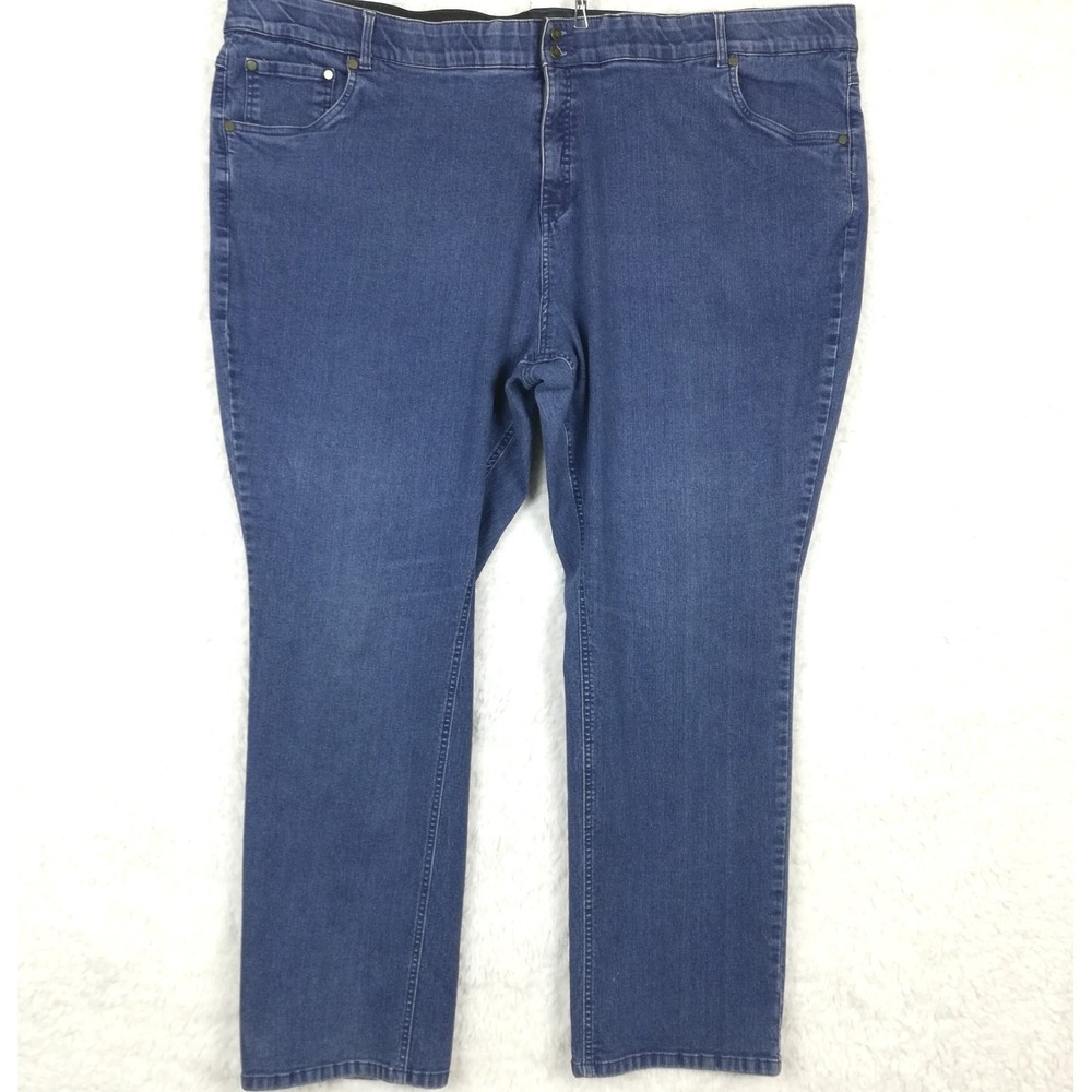 Woman Within Womens Jeans Straight Leg Blue Denim Medium Wash Plus Tall 36W